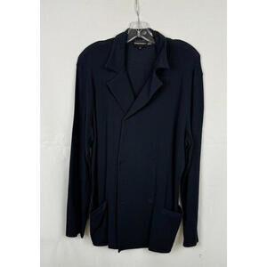 Emporio Armani Button Sweater Jacket Cotton Navy Size 54 EU, 44 US